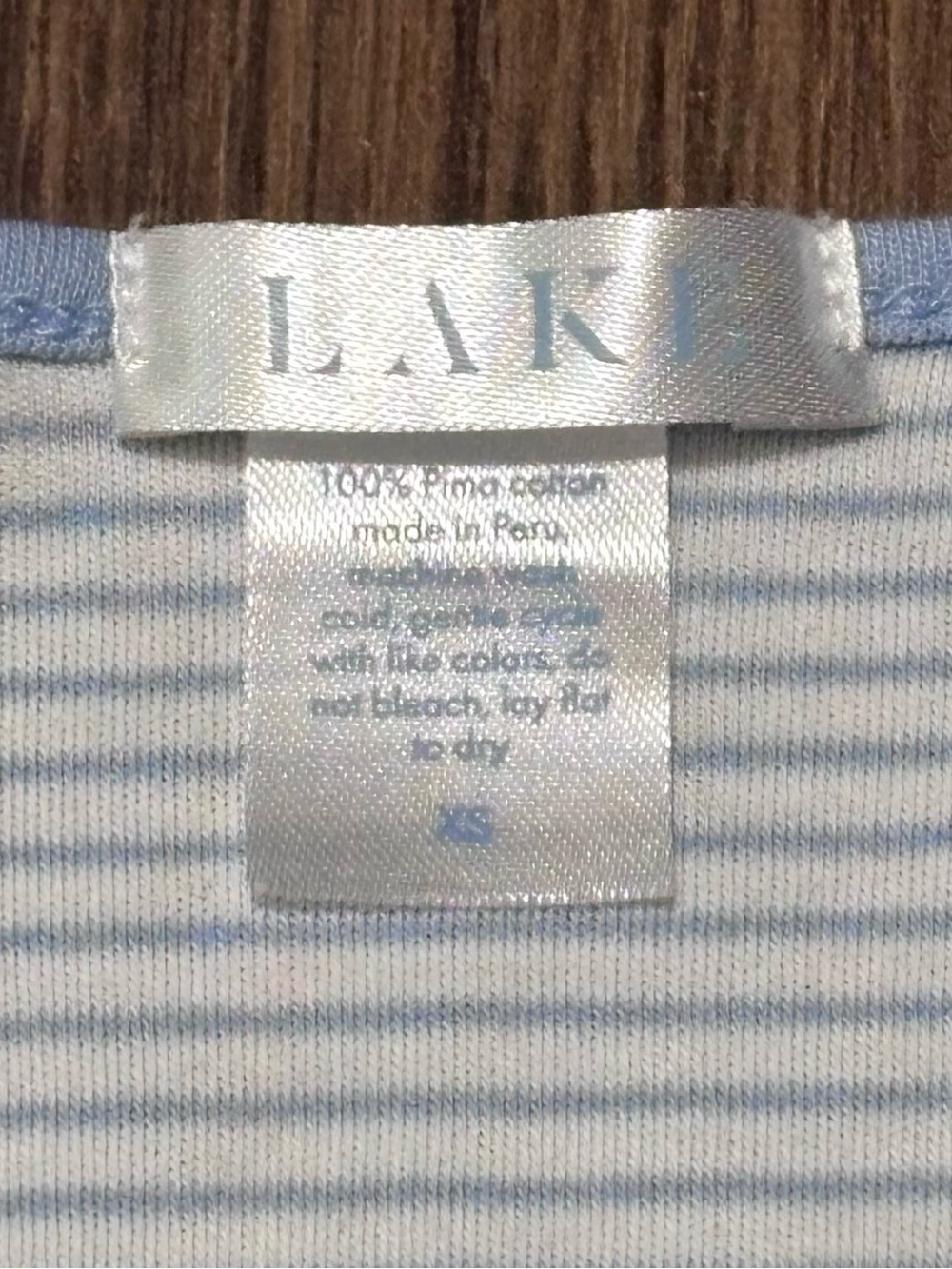 LAKE Pima Cotton Pajama Set Blue Stripe Luxe Sleepwear XS - Picture 2 of 7